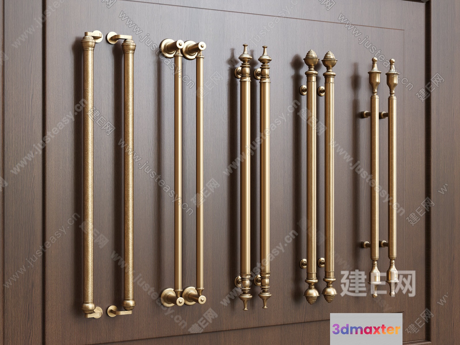 Gold Door Handles 3D Model - 12714 - VRAY Render