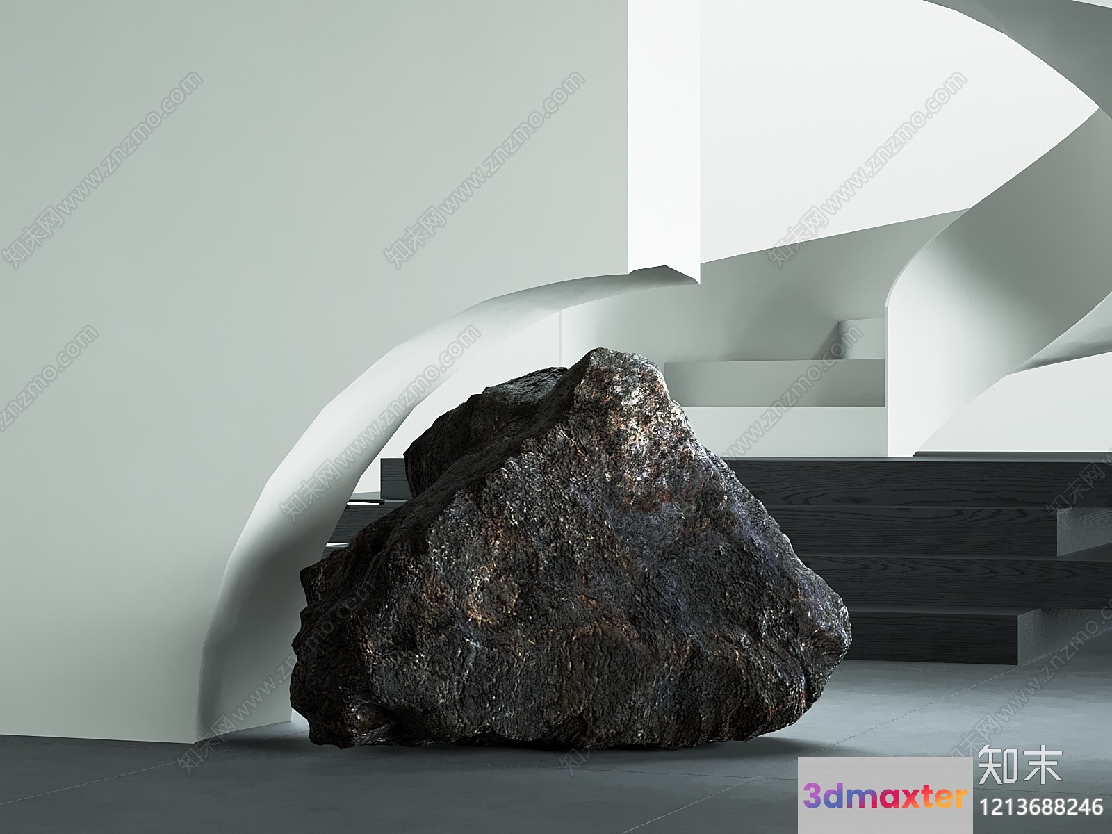A Large Rock In A Modern Room 3D Model - 17868 - VRAY Render