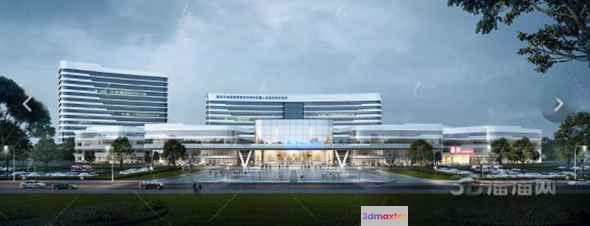 Large Office Building 3D Model - 15596 - VRAY Render