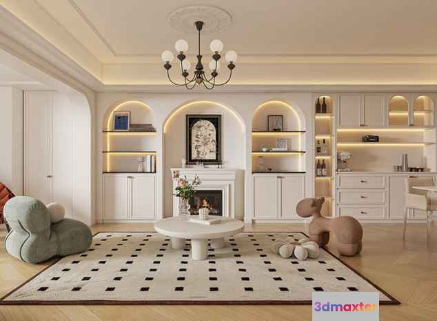Modern Living Room 3D Model - 16248 - VRAY Render