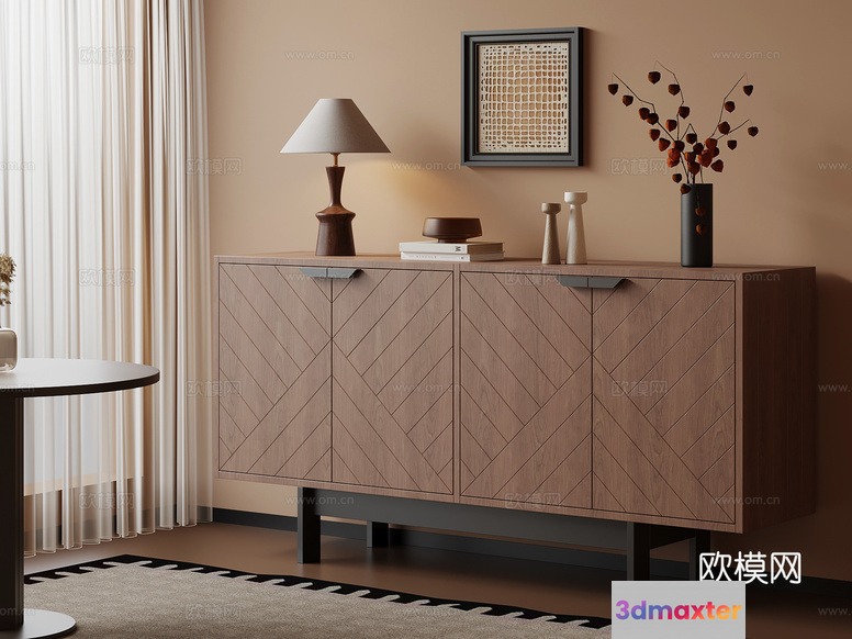 Mid-Century Modern Sideboard 3D Model - 6038 - VRAY Render