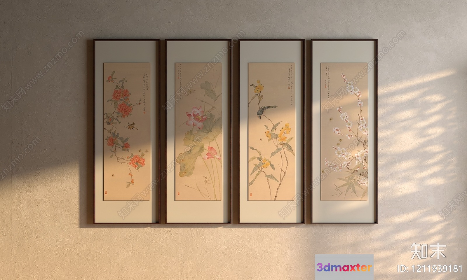 Four Framed Pieces Of Artwork On A Wall 3D Model - 6308 - VRAY Render