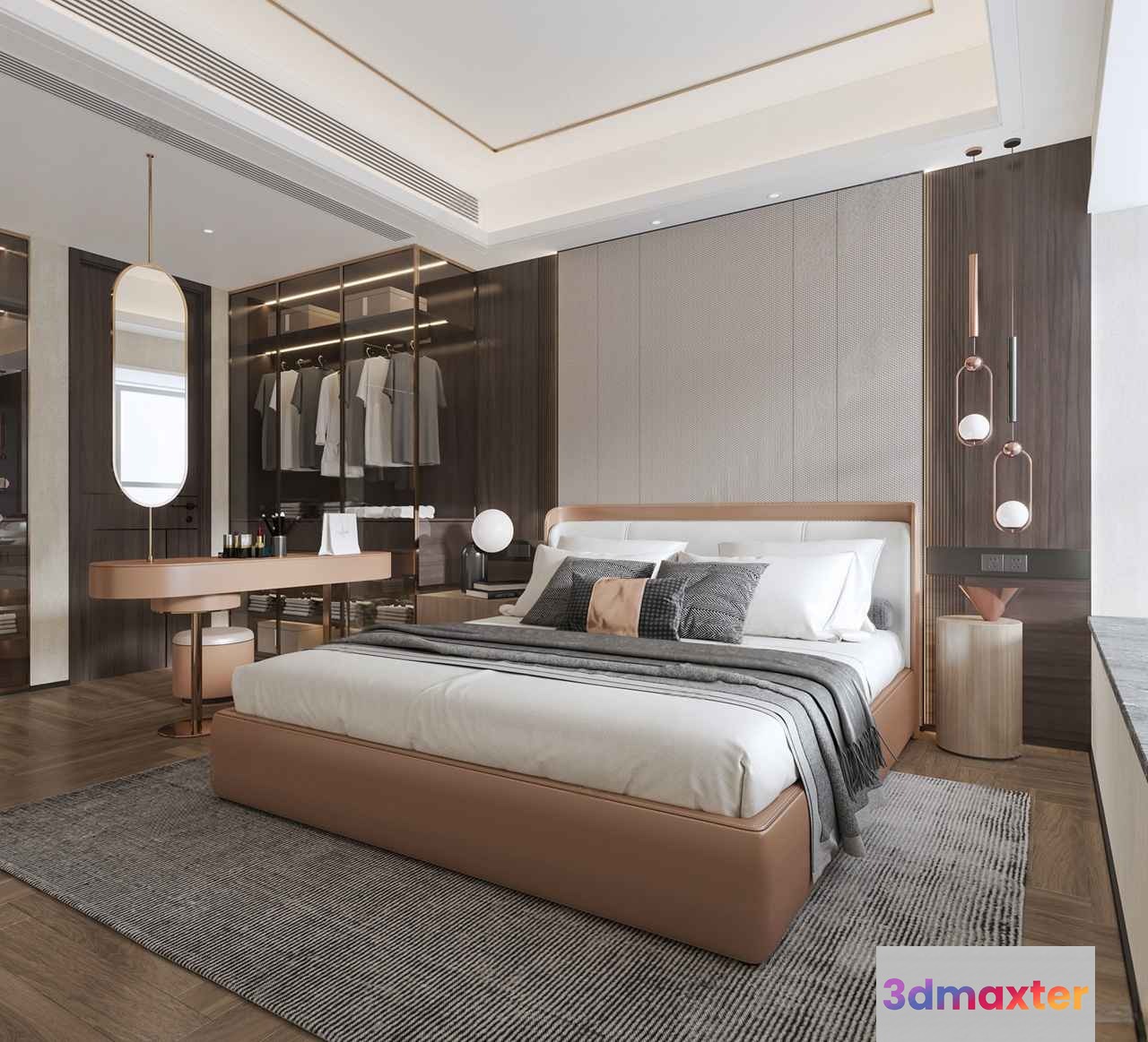 Cozy Modern Bedroom 3D Model - 12361 - VRAY Render