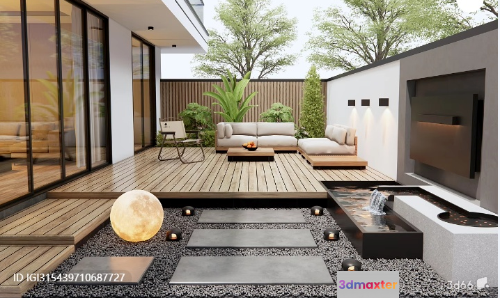 Modern Outdoor Patio 3D Model - 9149 - VRAY Render