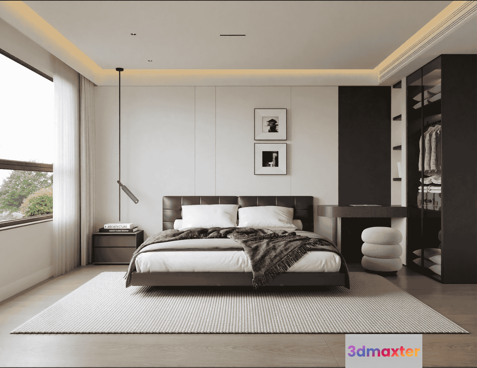 Modern Minimalist Bedroom 3D Model - 14958 - VRAY Render