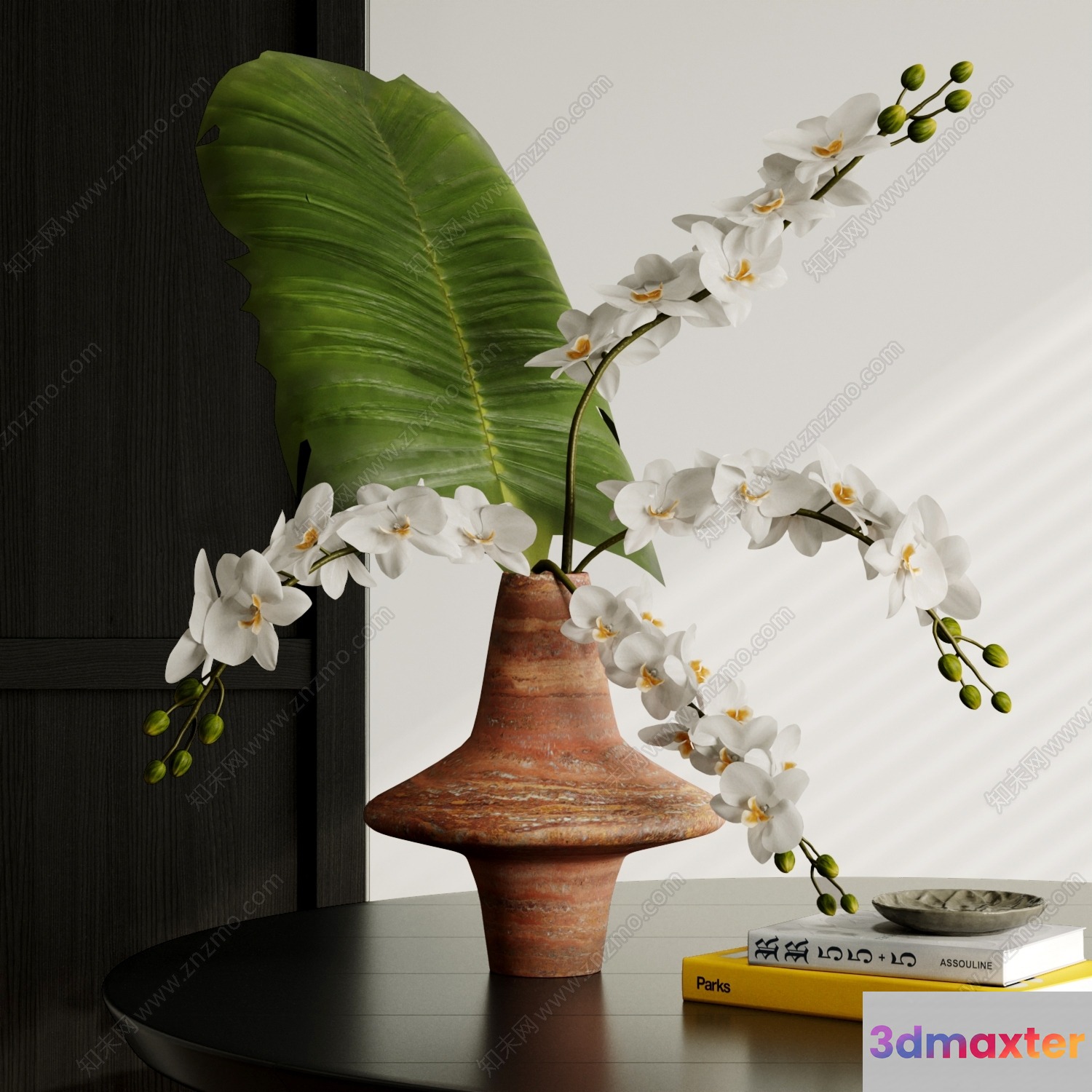A Decorative Vase With White Flowers 3D Model - 12068 - VRAY Render
