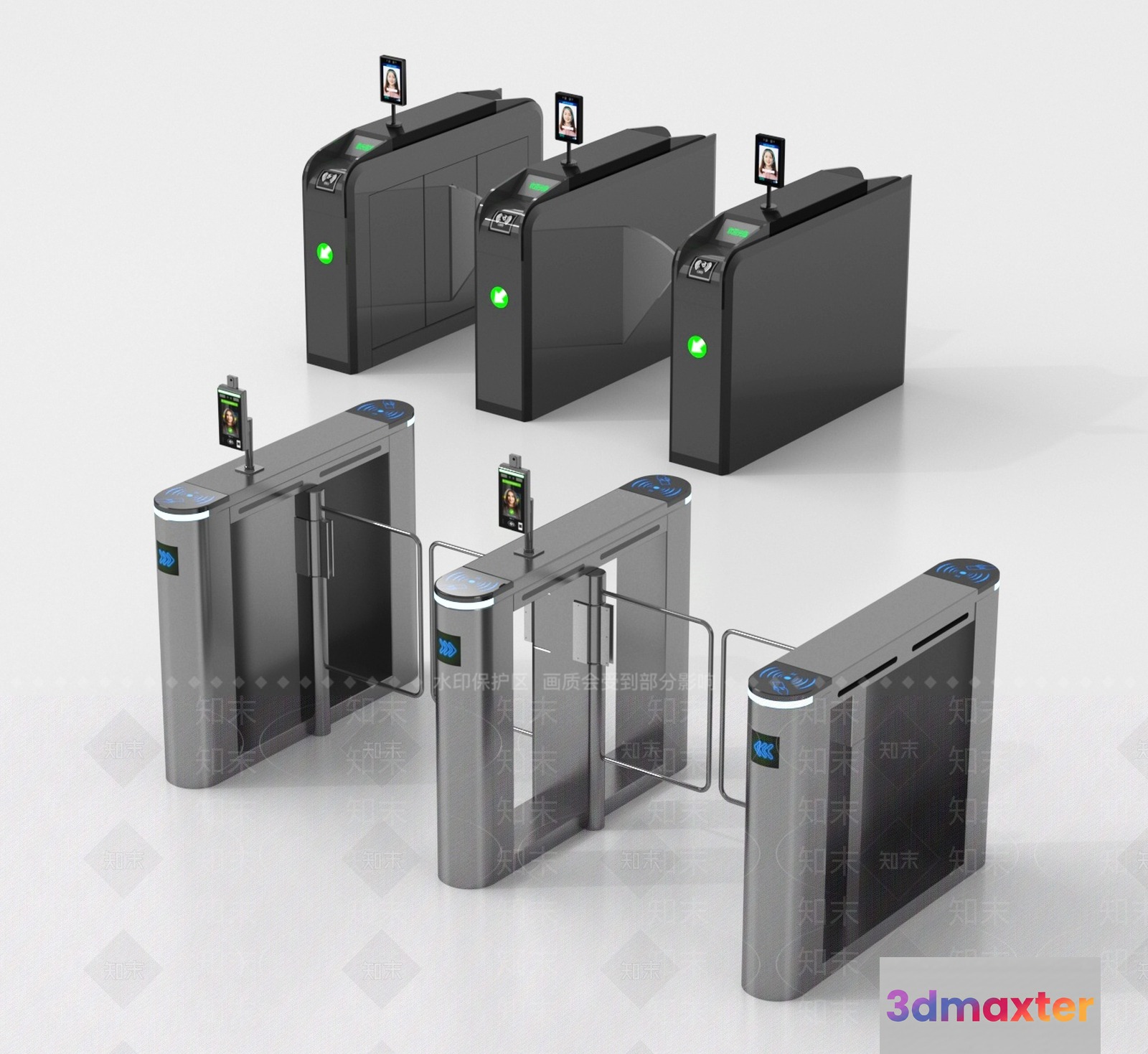Modern Turnstile Gates 3D Model - 11380 - VRAY Render