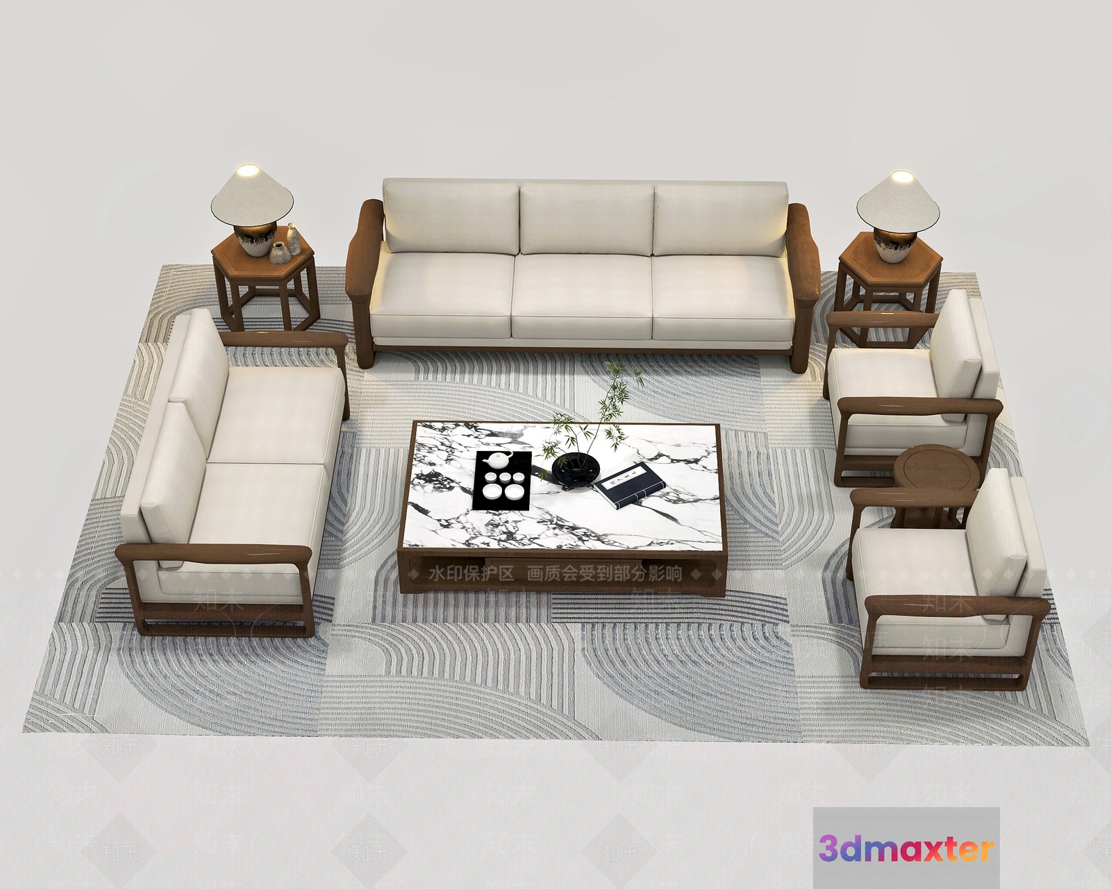 Modern Living Room 3D Model - 10144 - VRAY Render