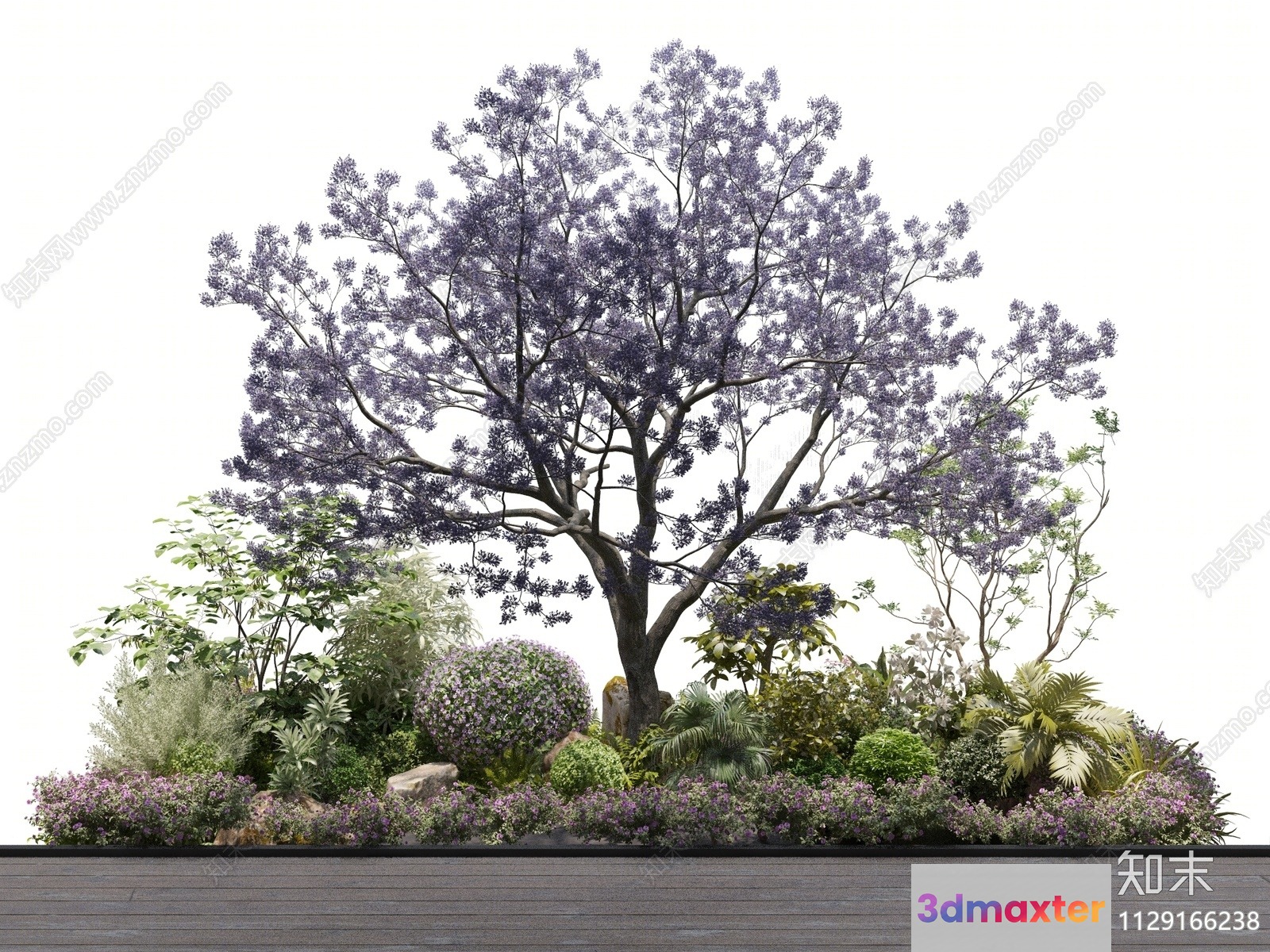 A Tree With Purple Flowers 3D Model - 14059 - VRAY Render