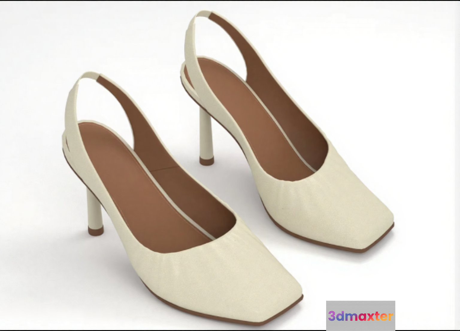 White Slingback Heels 3D Model - 15411 - VRAY Render