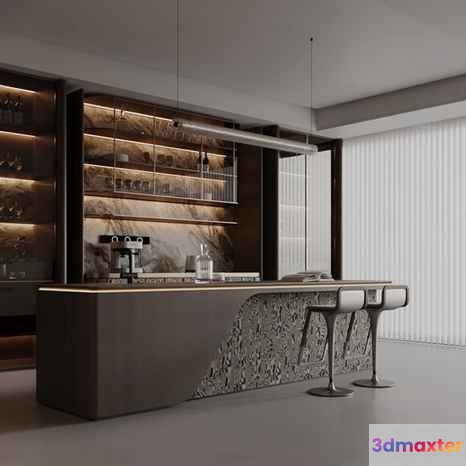 Modern Kitchen Island 3D Model - 8810 - VRAY Render