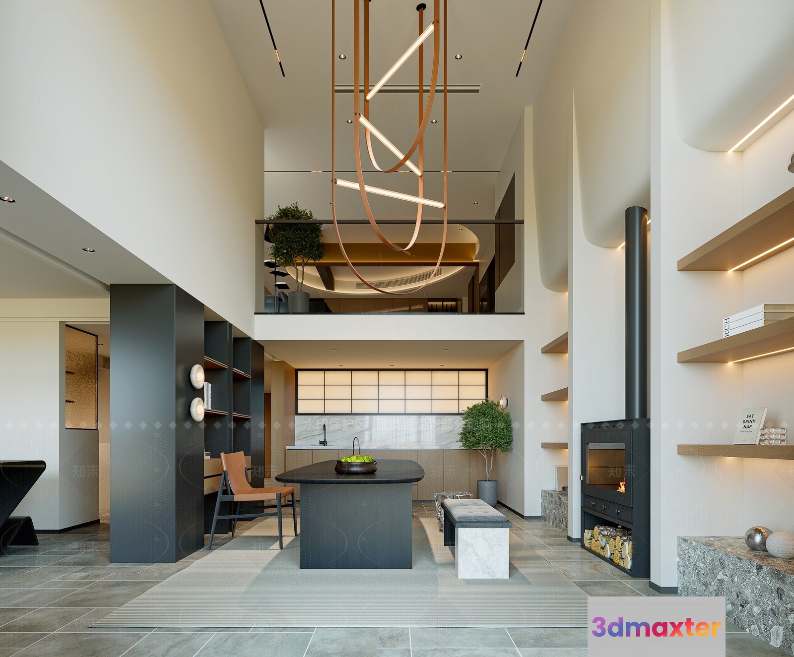 Modern Living Room 3D Model - 5499 - VRAY Render