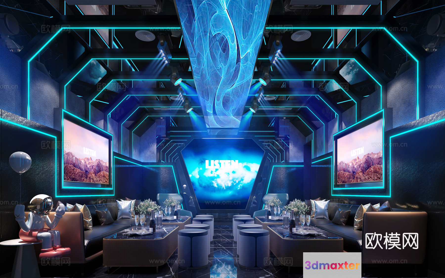 Modern Entertainment Space 3D Model - 18130 - VRAY Render