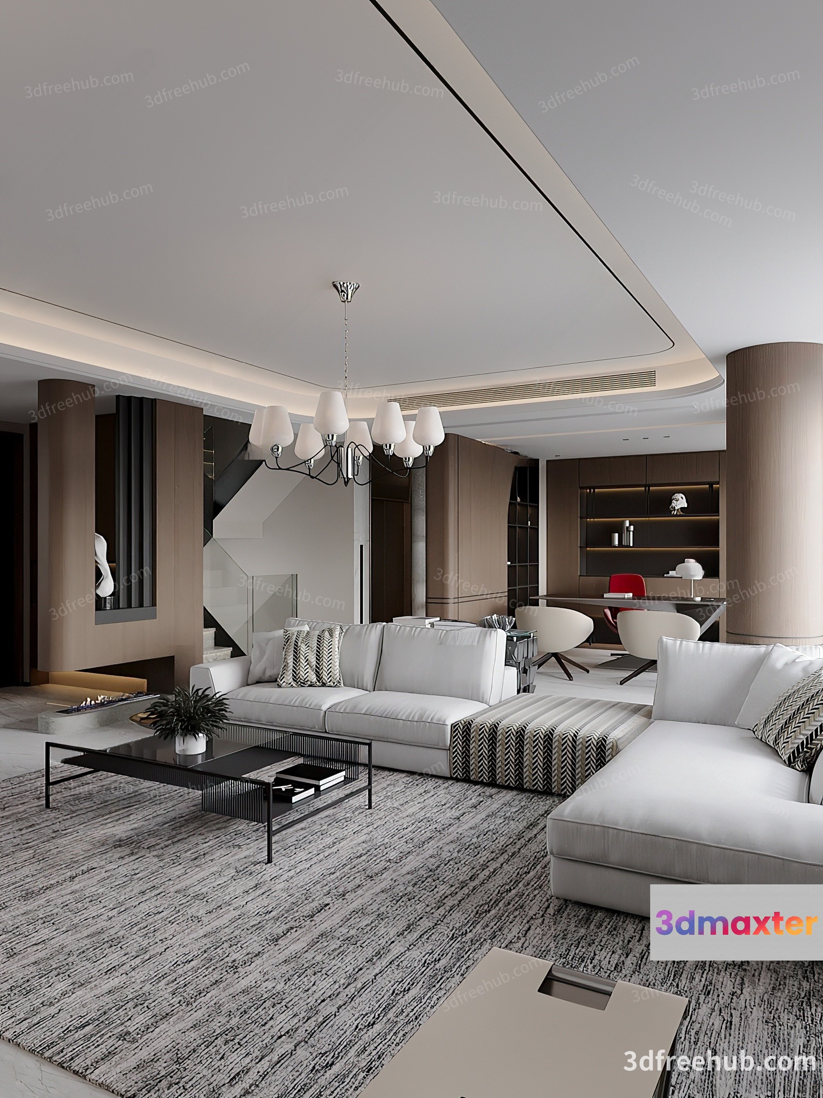 Modern Living Room 3D Model - 22996 - VRAY Render