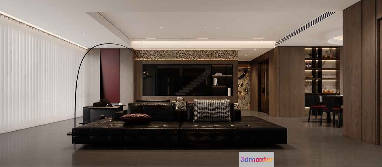 Modern Living Room 3D Model - 15308 - CORONA Render