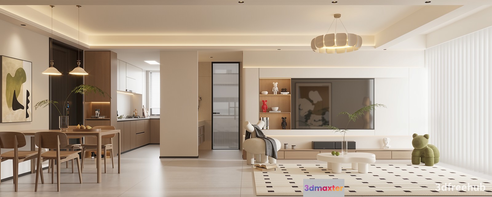Modern Living Room 3D Model - 21238 - VRAY Render