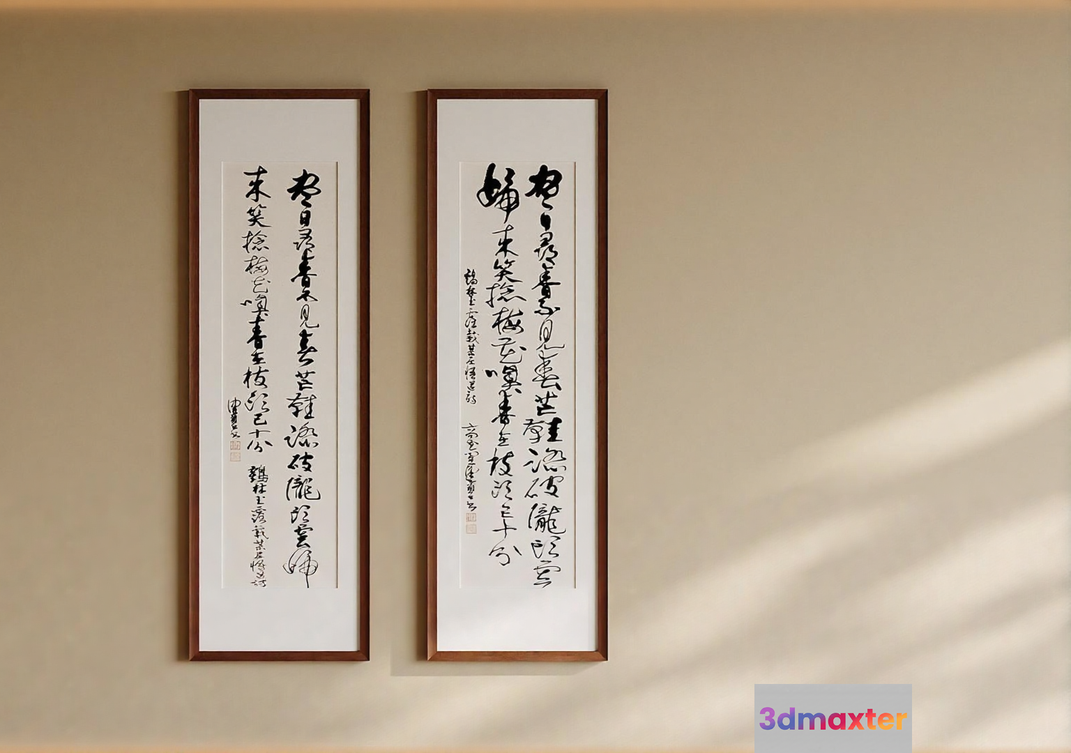 Framed Calligraphy Artwork 3D Model - 15608 - VRAY Render