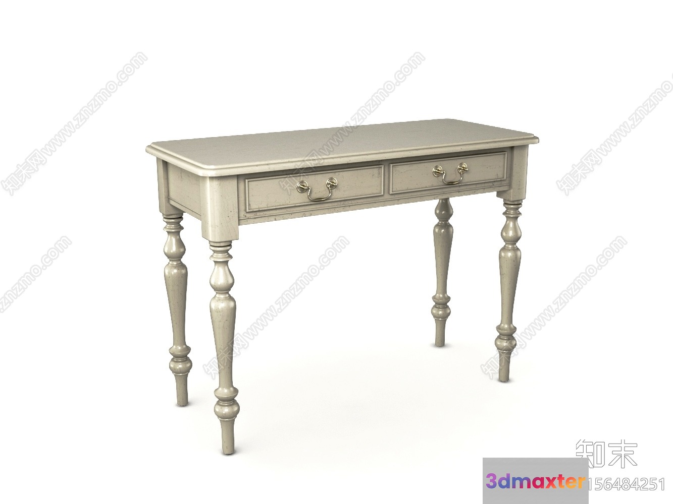 White Desk With Drawers 3D Model - 1300 - VRAY Render