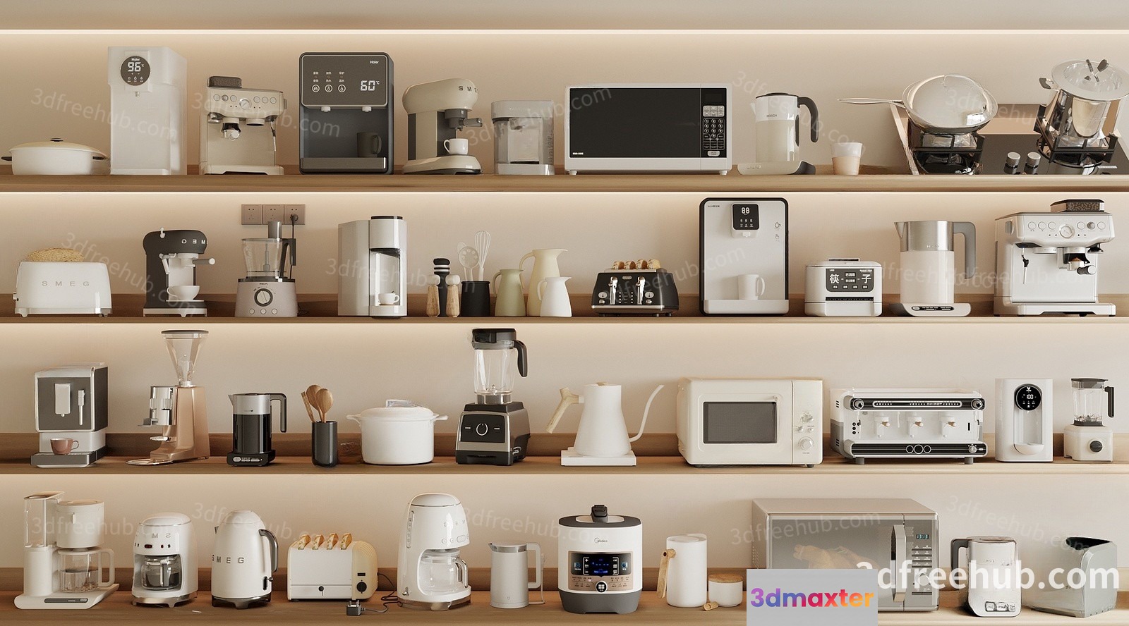 A Collection Of Kitchen Appliances 3D Model - 21091 - VRAY Render