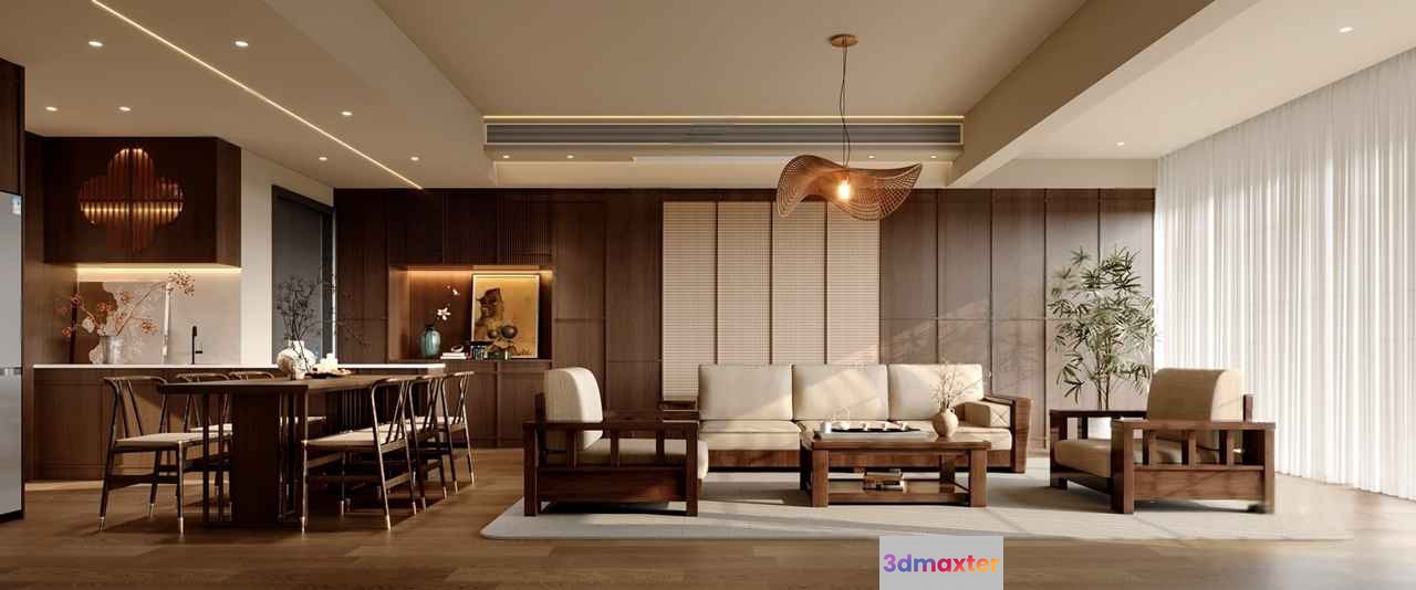 Modern Living Room 3D Model - 17499 - CORONA Render