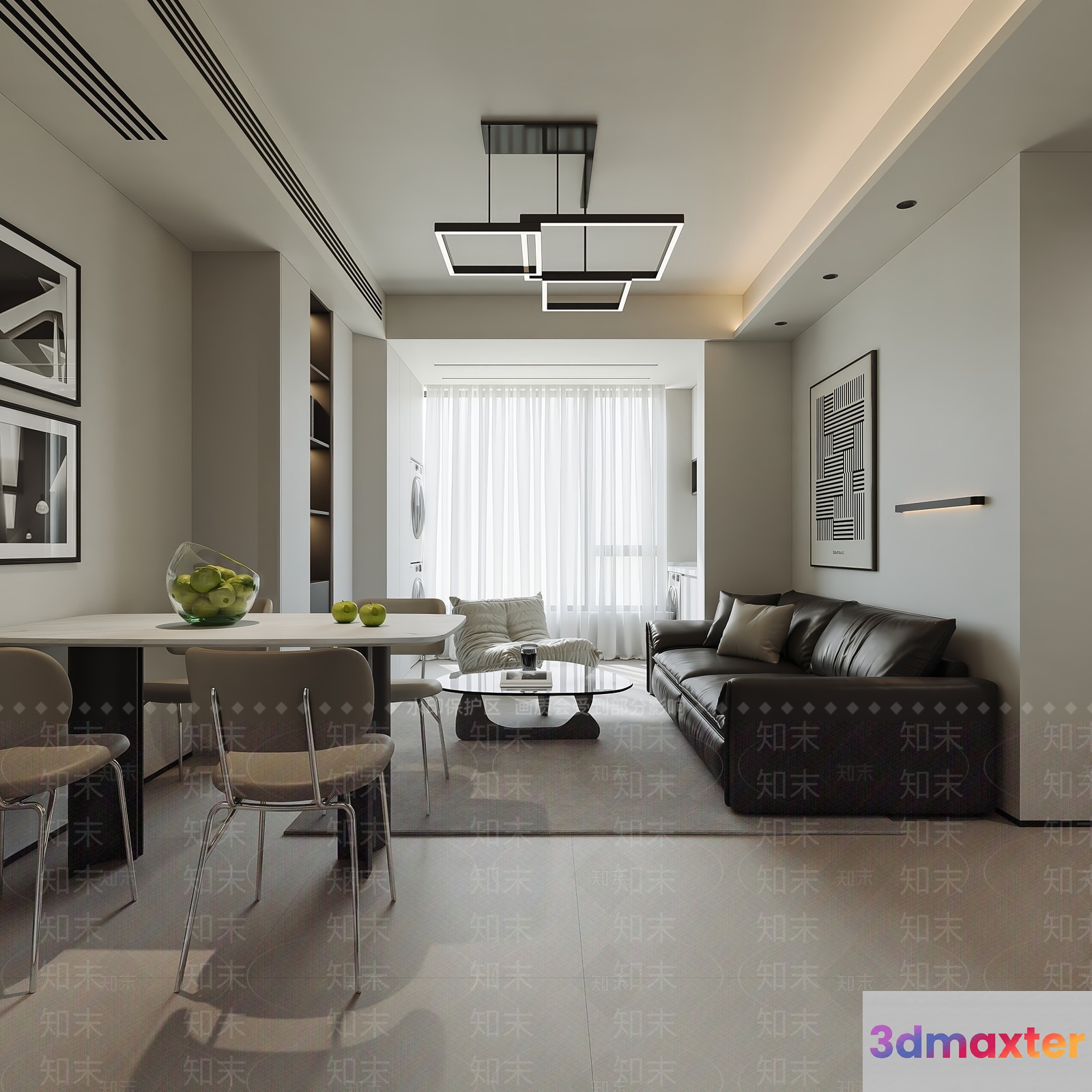 Modern Living Room 3D Model - 177 - VRAY Render