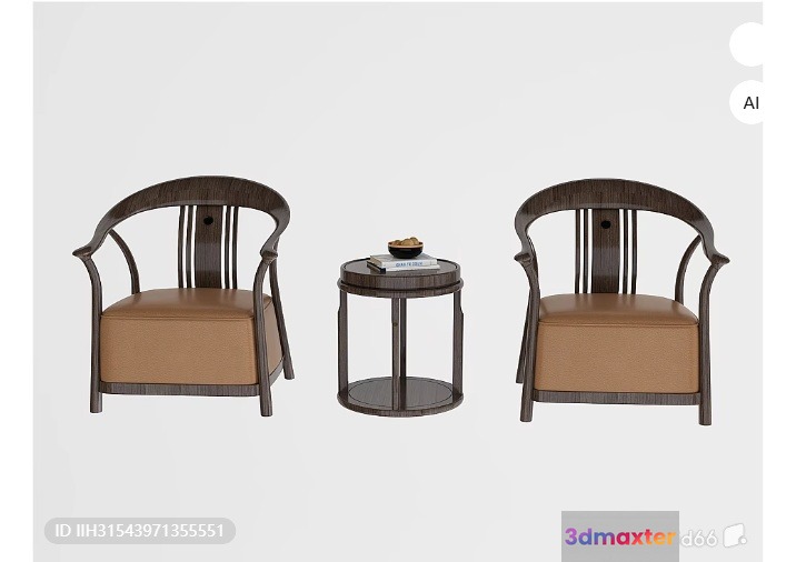 Brown And Tan Chairs 3D Model - 10082 - VRAY Render