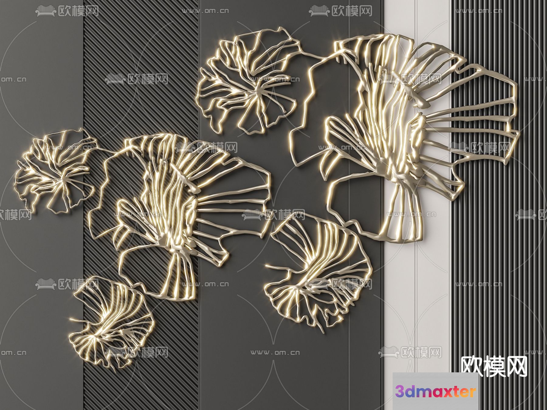 A Large Metal Wall Decoration 3D Model - 1930 - VRAY Render