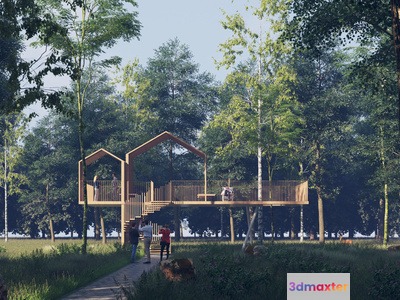 A Wooden Deck 3D Model - 5070 - VRAY Render