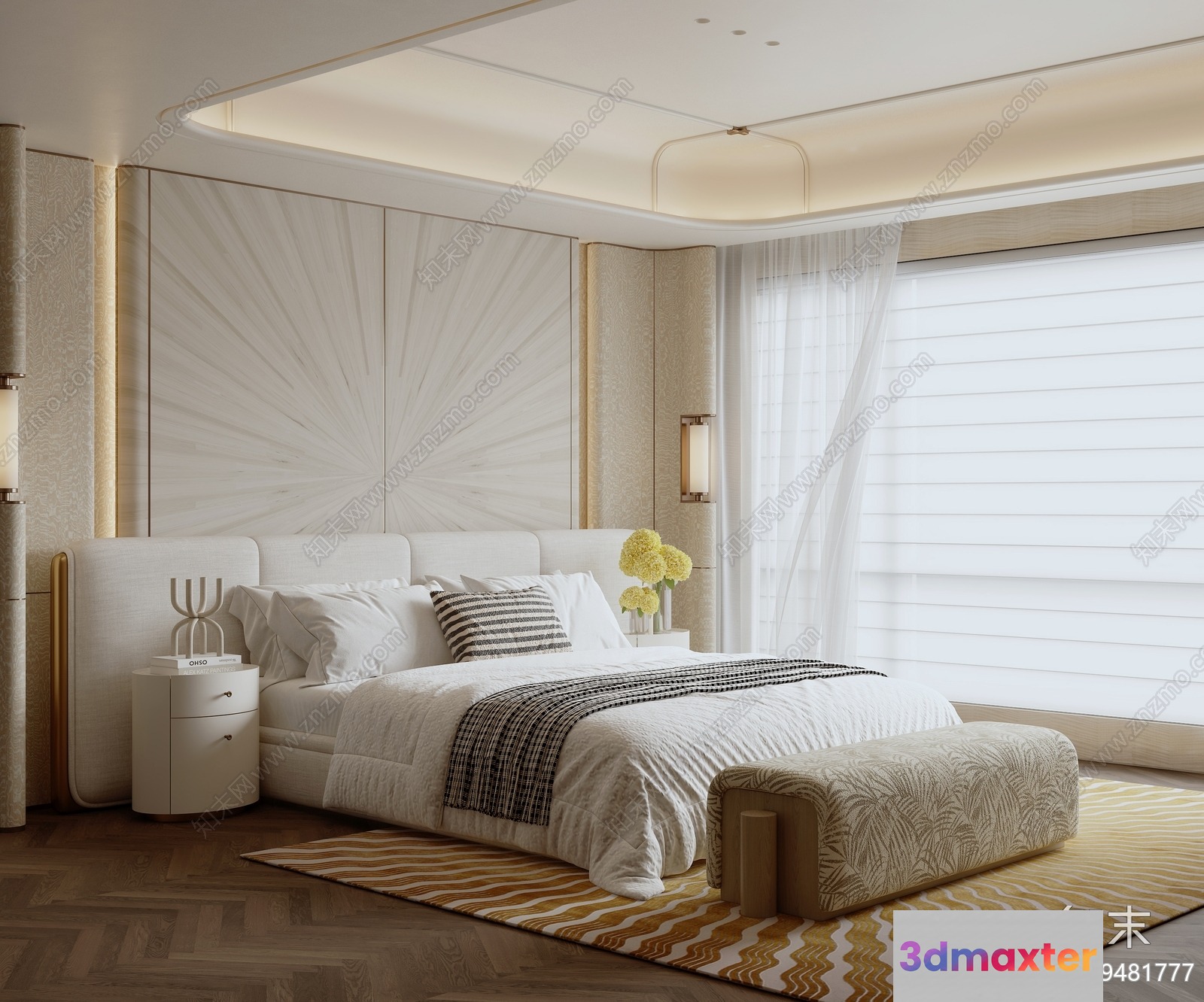 Cozy Modern Bedroom 3D Model - 222 - VRAY Render