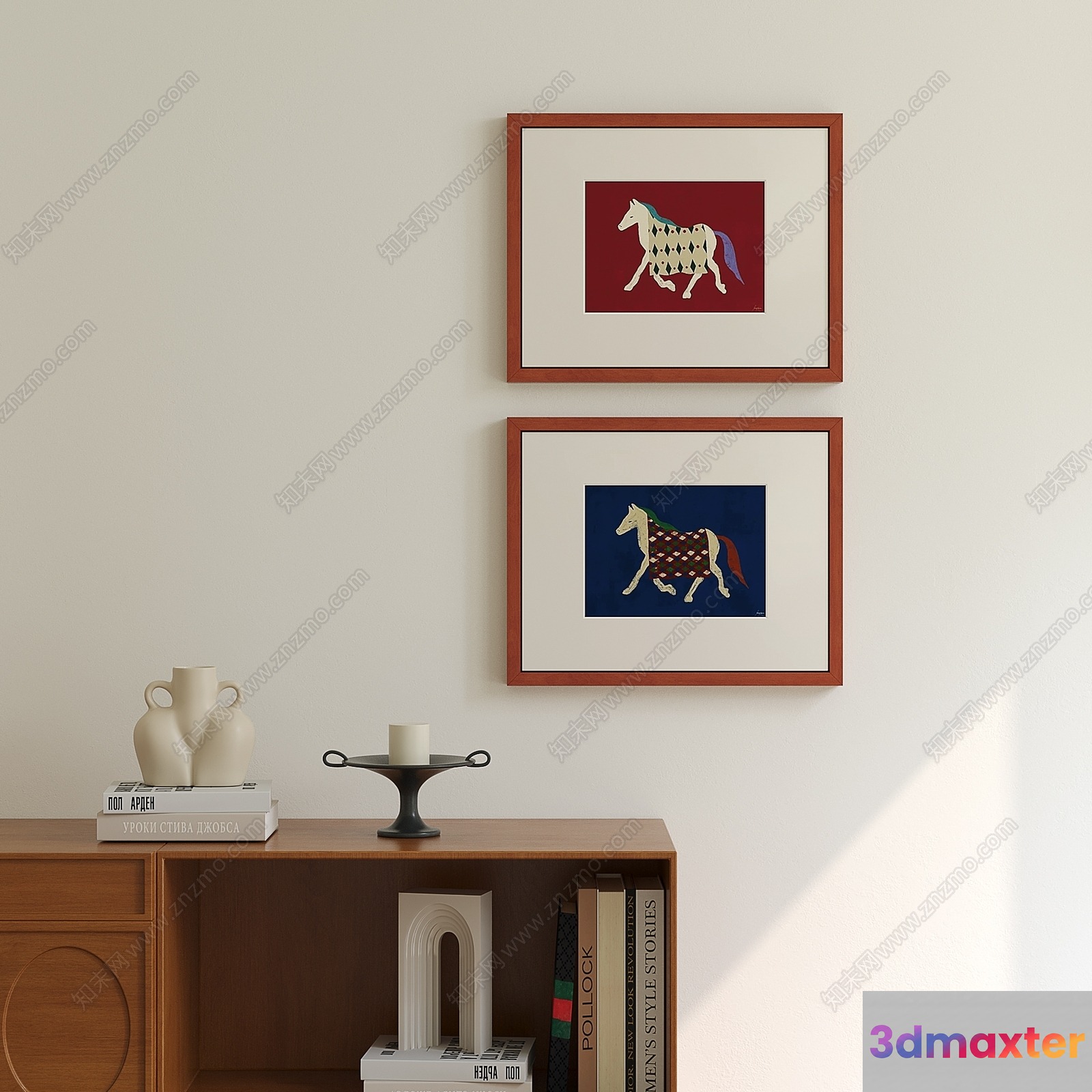 A Set Of Two Framed Horse Pictures 3D Model - 13510 - VRAY Render