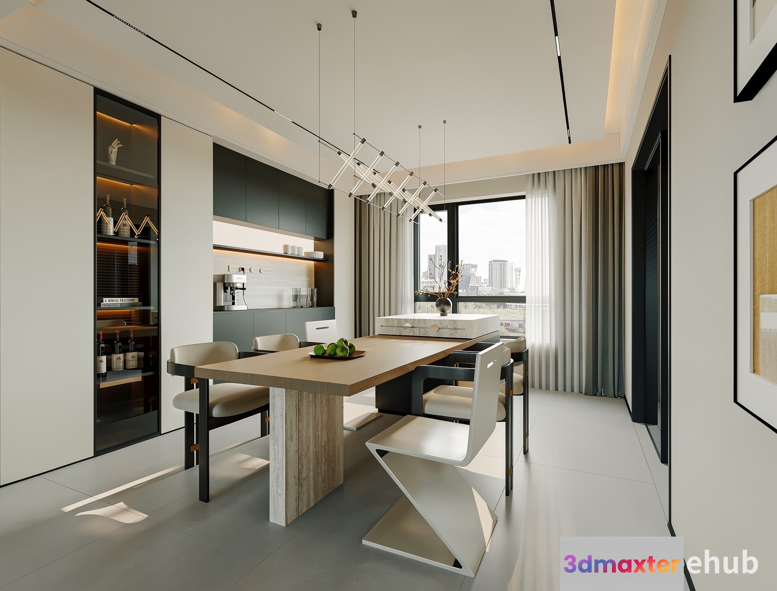 Modern Dining Room 3D Model - 20504 - VRAY Render