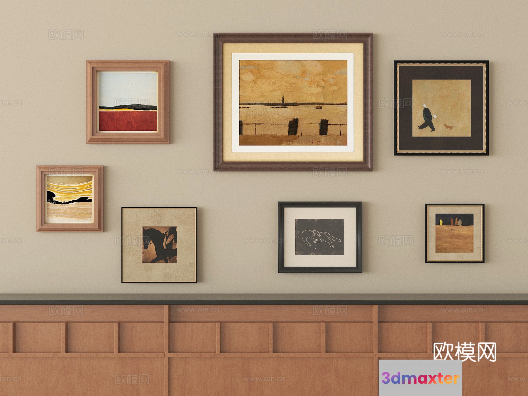 A Collection Of Framed Artwork 3D Model - 21411 - VRAY Render
