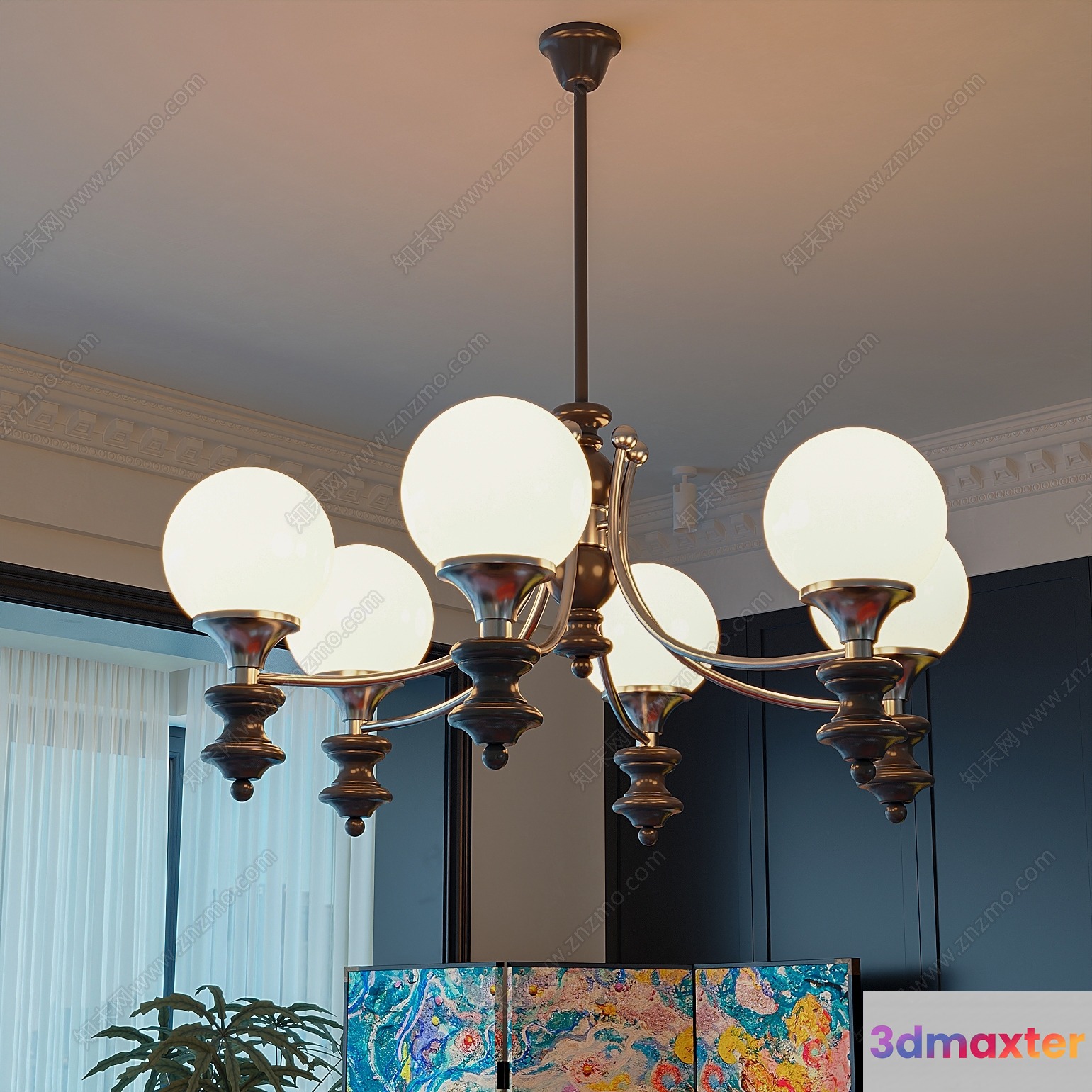 Gold Light Fixture 3D Model - 2999 - VRAY Render