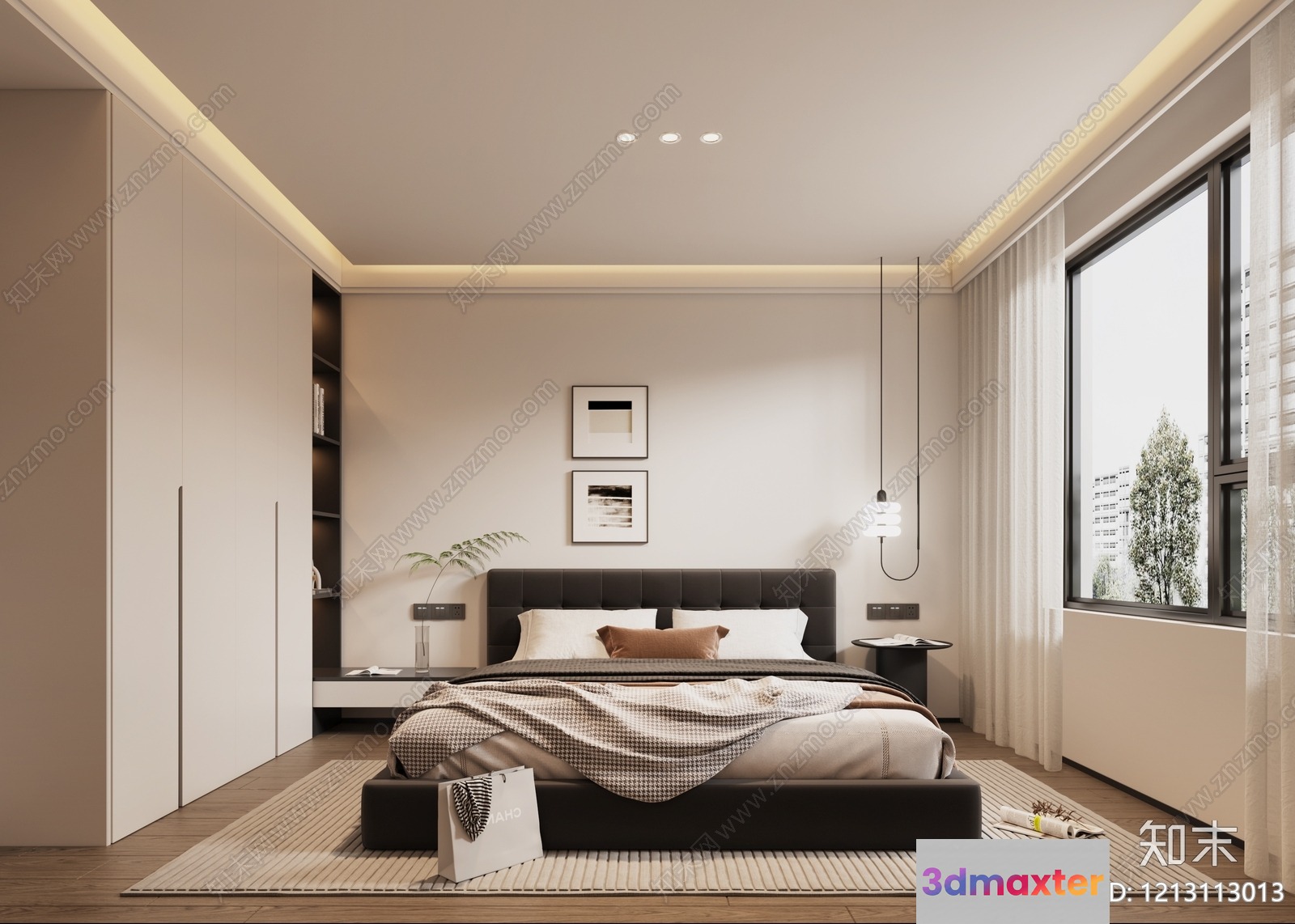 Cozy Modern Bedroom 3D Model - 11921 - VRAY Render