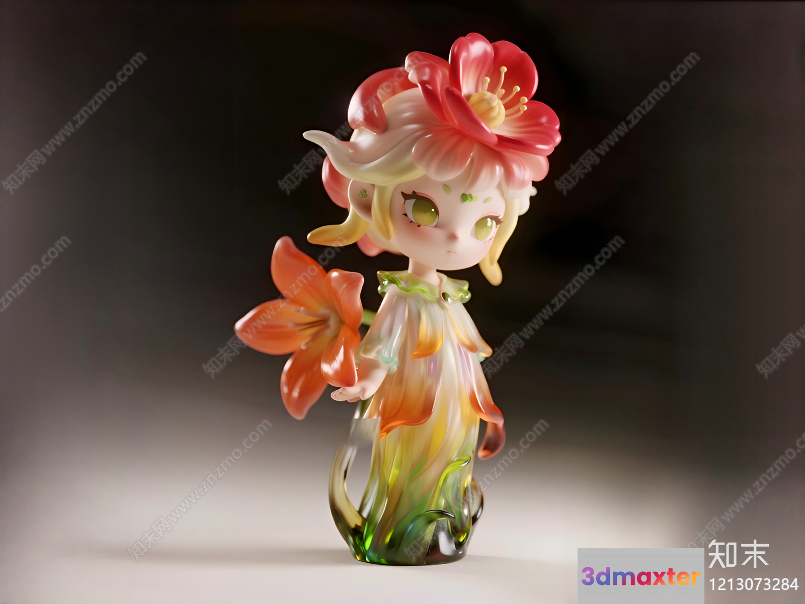 A Glass Figurine Of A Girl 3D Model - 23211 - VRAY Render