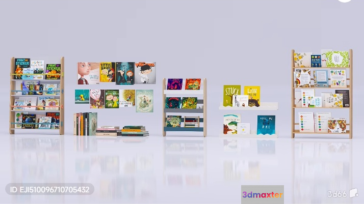 A Collection Of Bookshelves 3D Model - 3387 - VRAY Render