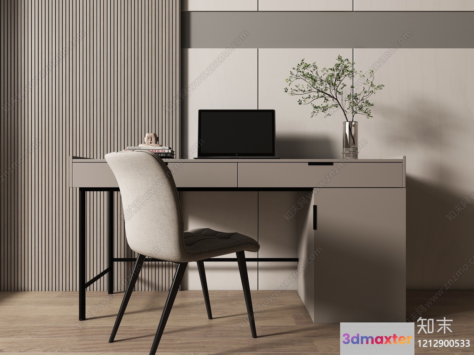 Modern Minimalist Home Office 3D Model - 8670 - VRAY Render