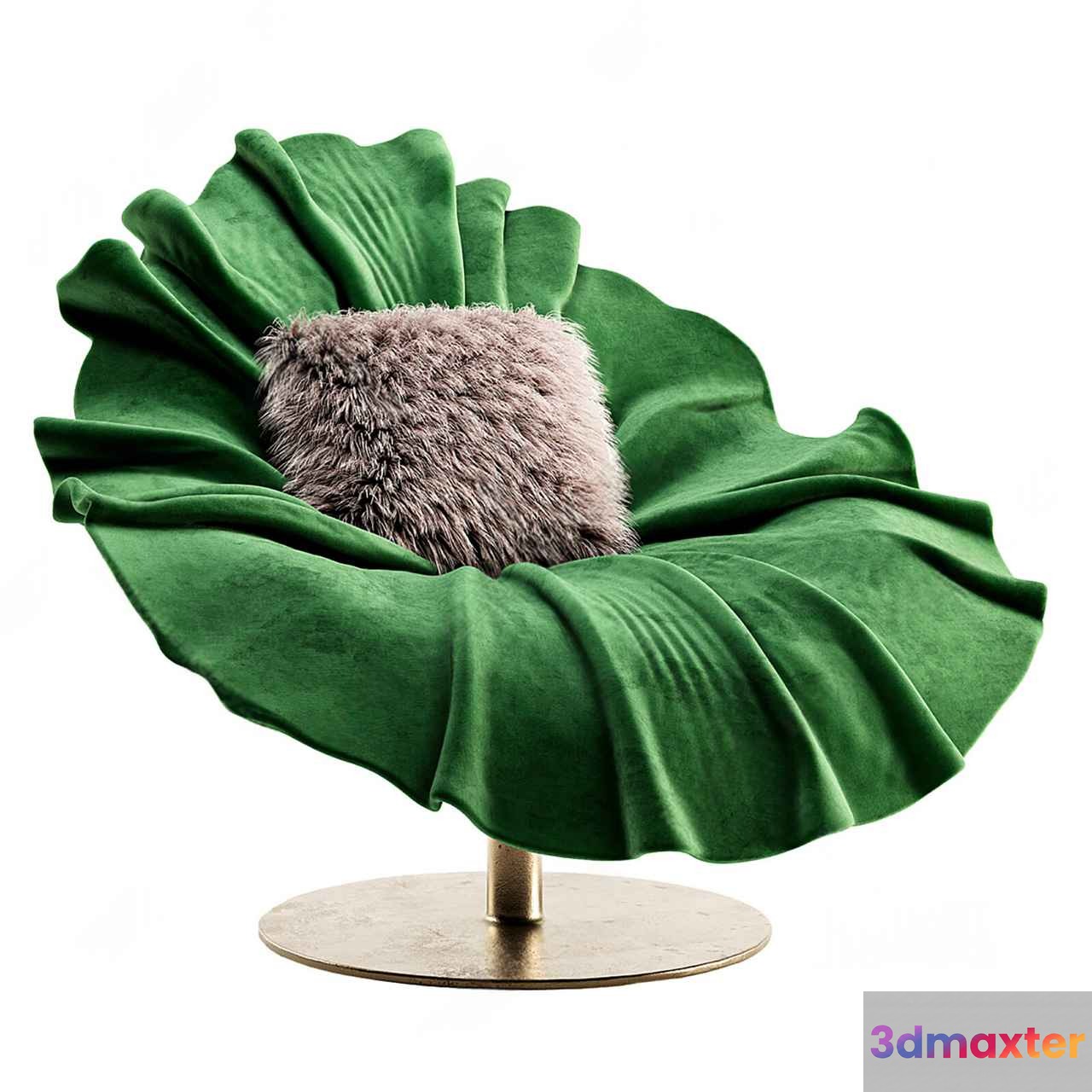 A Green Velvet Chair 3D Model - 18194 - CORONA Render
