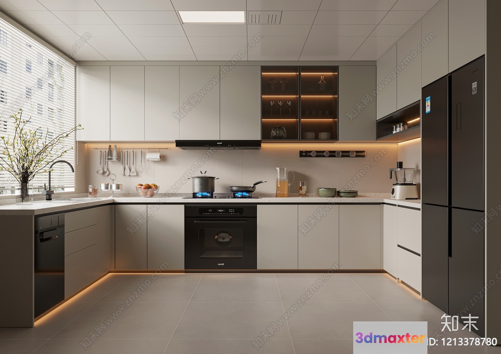 A Modern Kitchen 3D Model - 5232 - VRAY Render