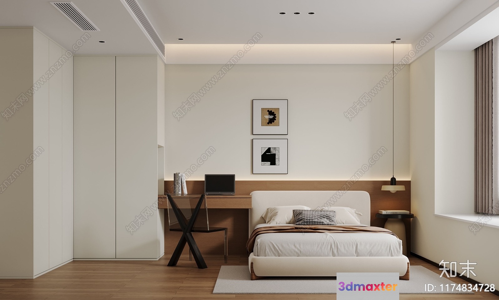 Cozy Modern Bedroom 3D Model - 8910 - CORONA Render