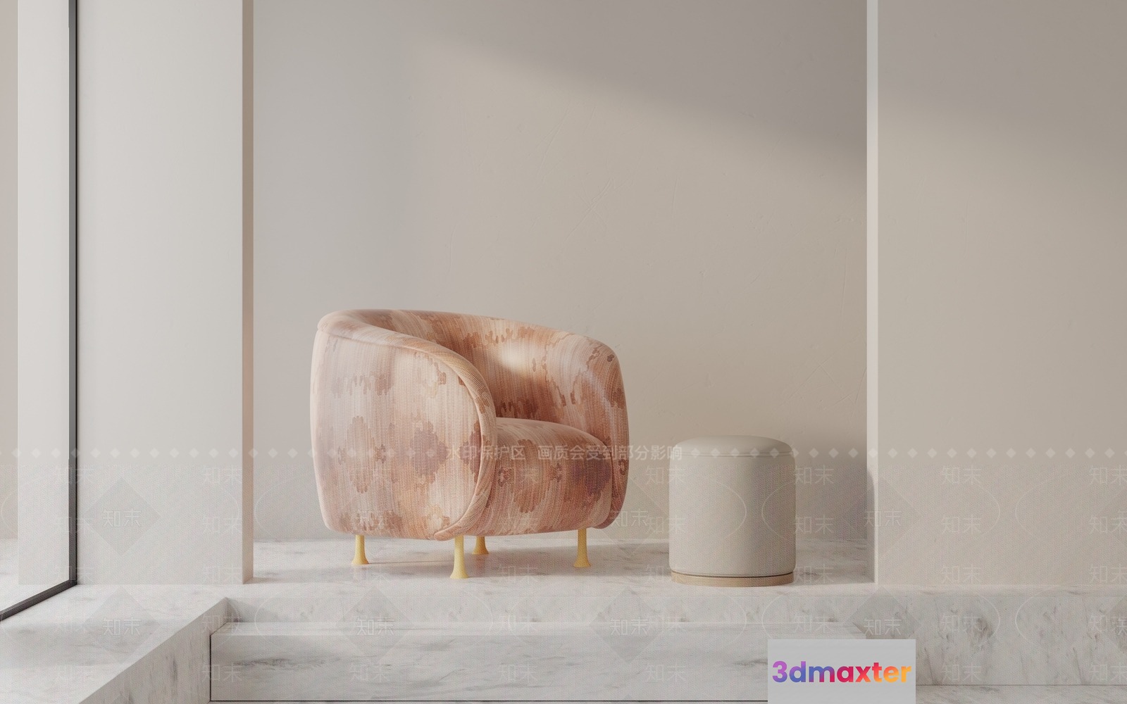 A Modern Armchair With A Side Table 3D Model - 10147 - VRAY Render