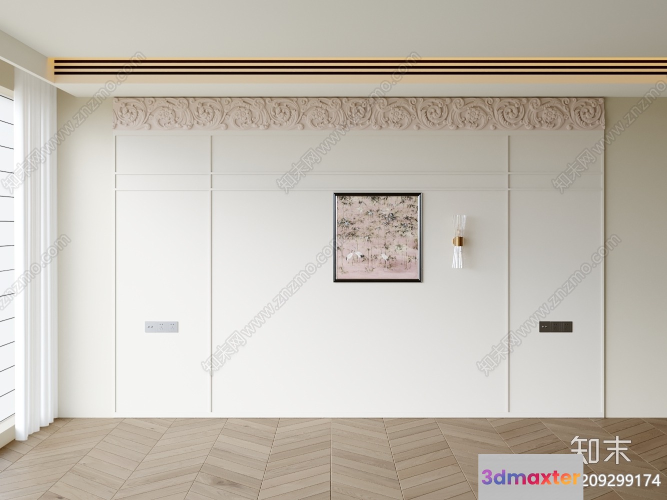 White Wall With A Picture 3D Model - 10169 - VRAY Render