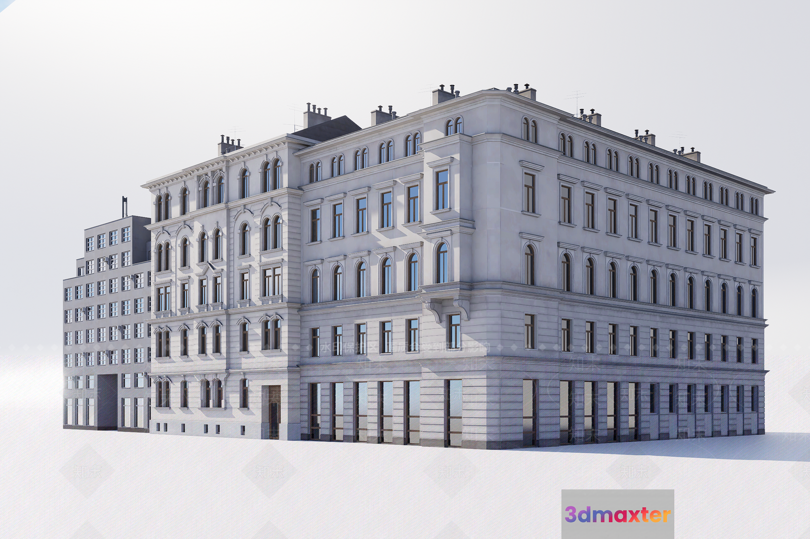 A Large White Building 3D Model - 17161 - VRAY Render