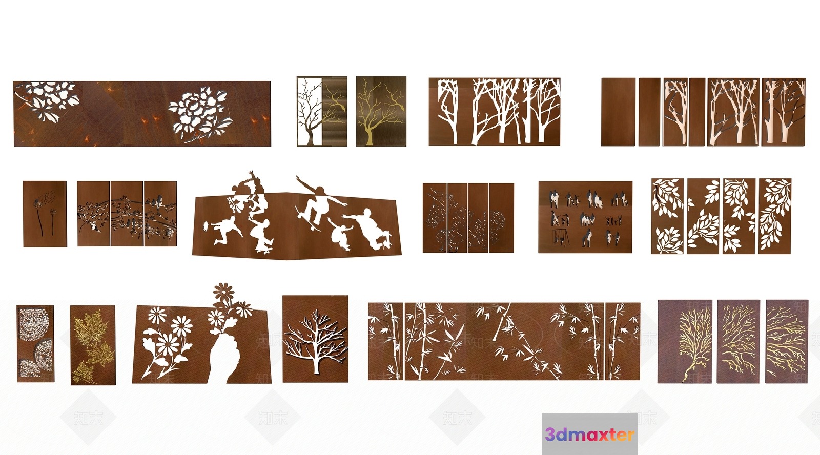 Brown And White Art Pieces 3D Model - 20735 - VRAY Render