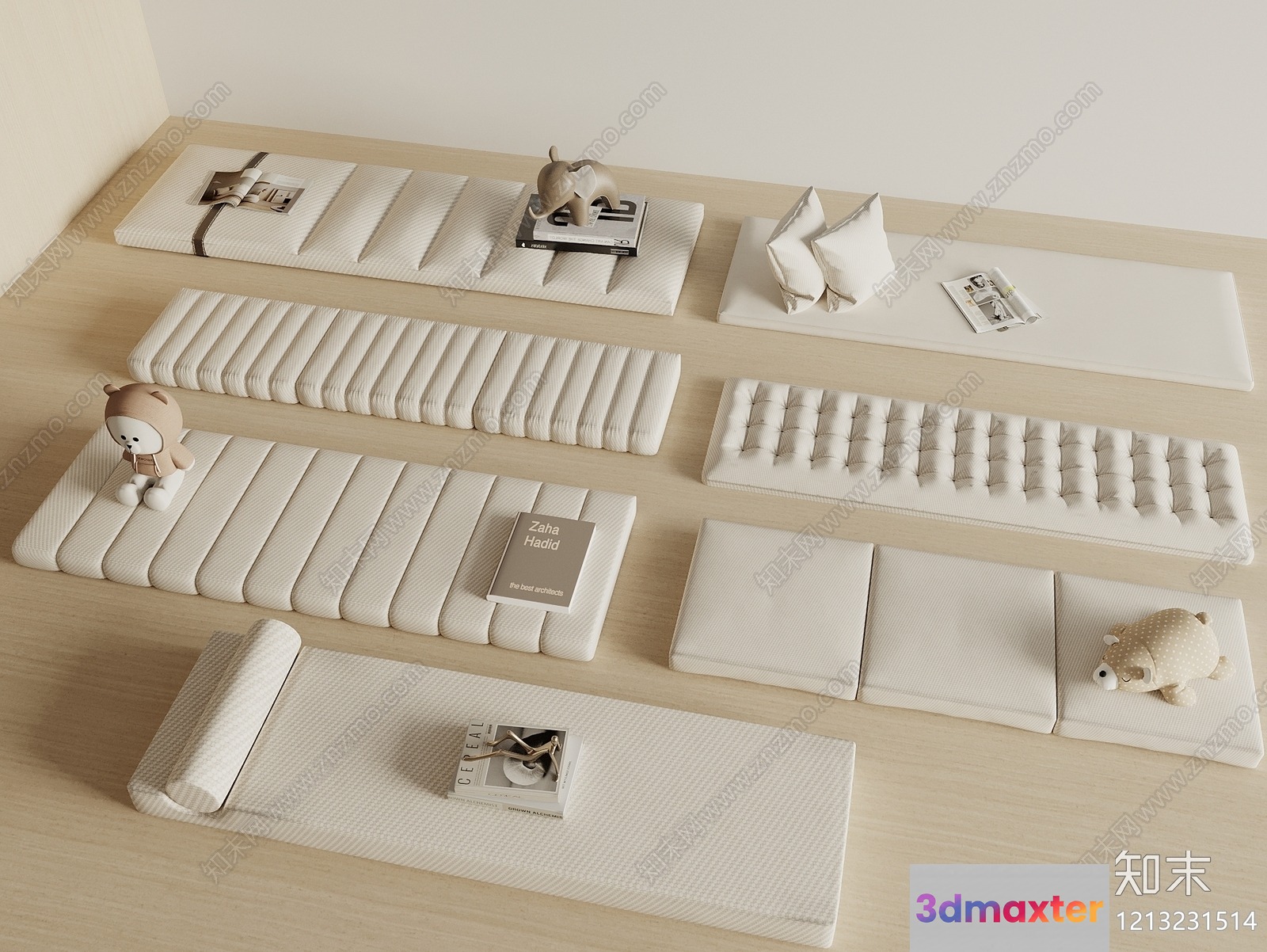 A Collection Of White Furniture Pieces 3D Model - 21359 - VRAY Render