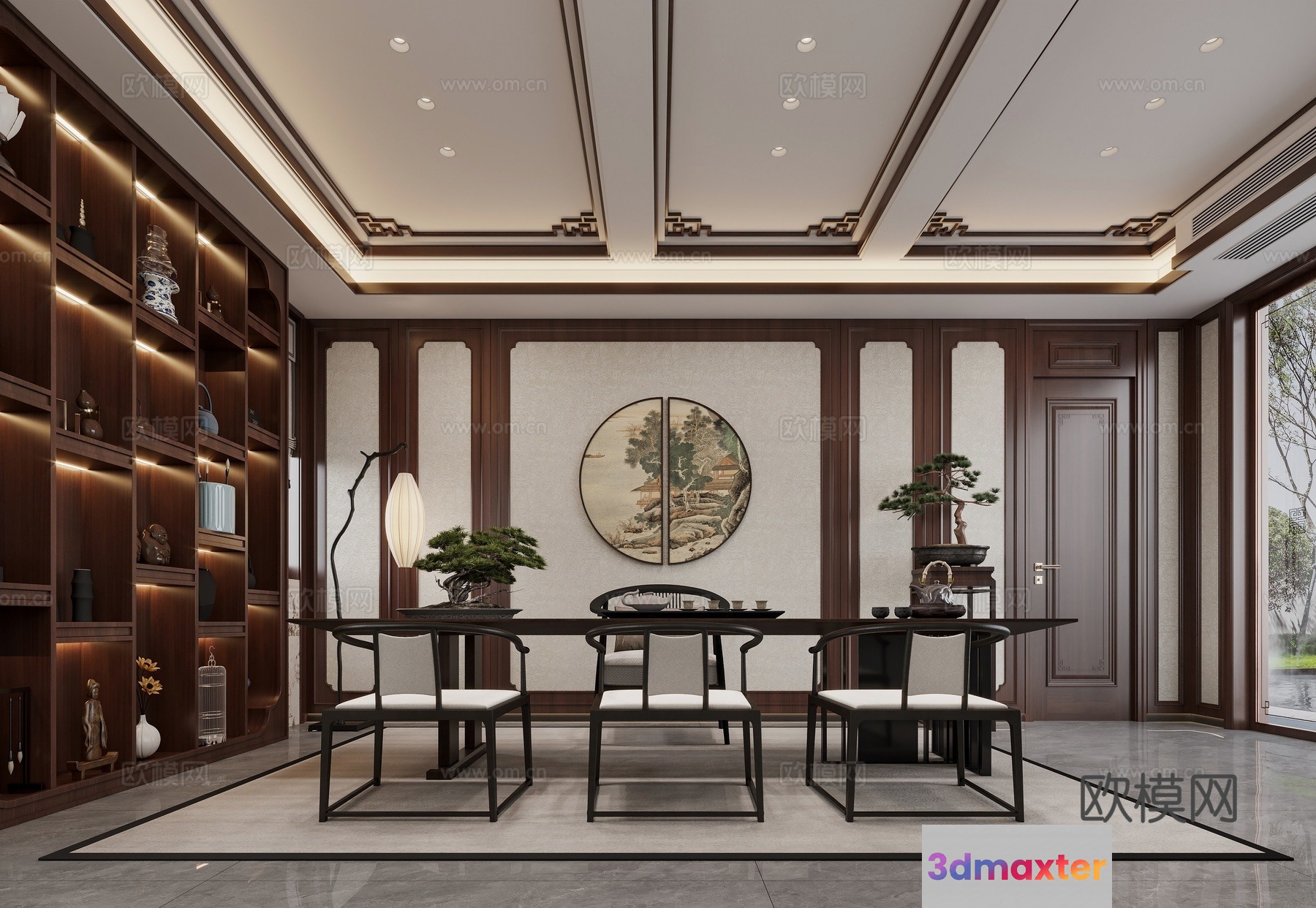 Modern Chinese Dining Room 3D Model - 19108 - VRAY Render