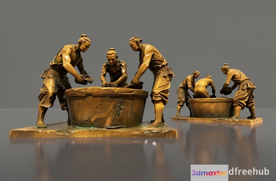 The Main Subject Is A Group Of People Making Pottery 3D Model - 4737 - VRAY Render