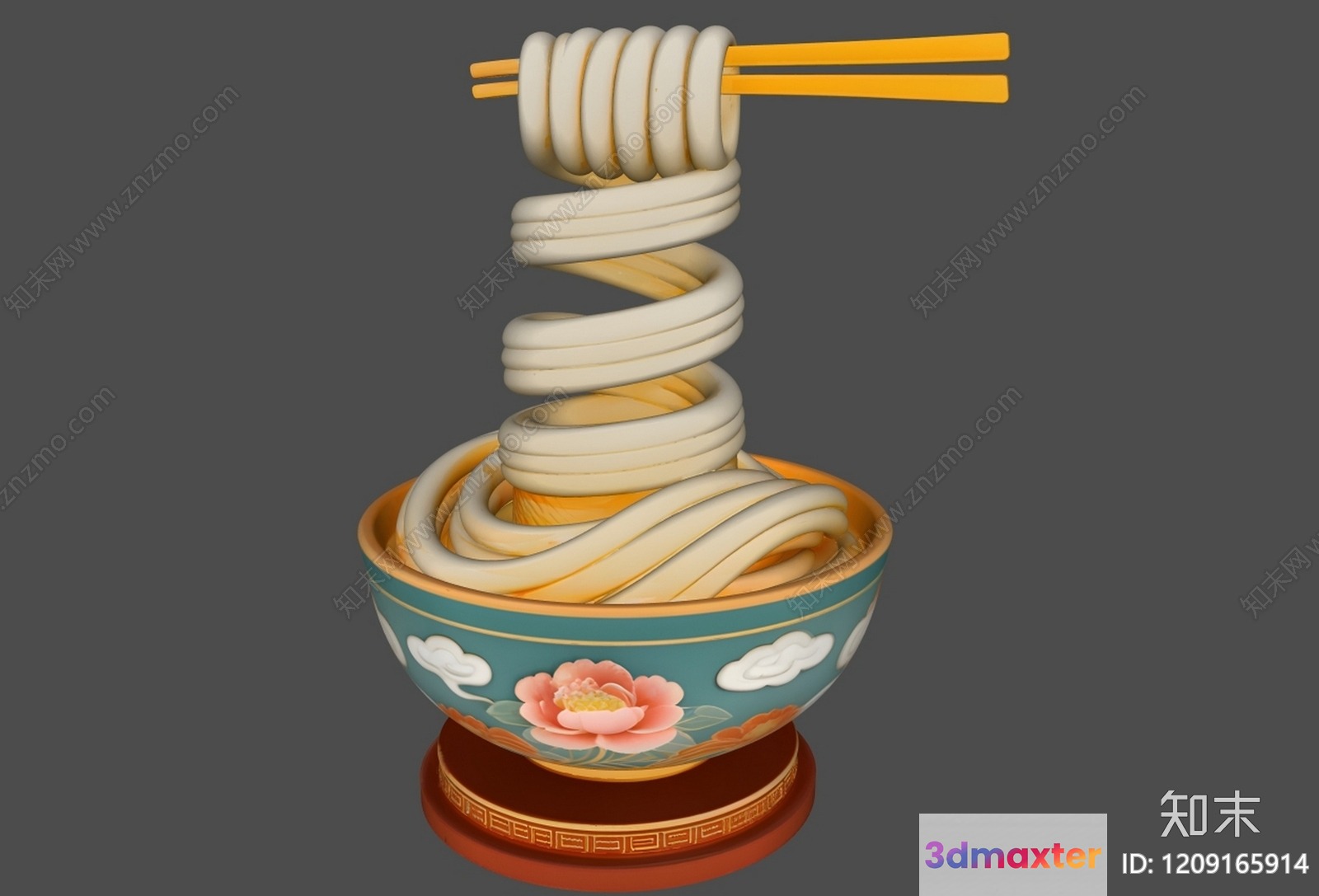 A Bowl Of Noodles With Chopsticks 3D Model - 8666 - VRAY Render