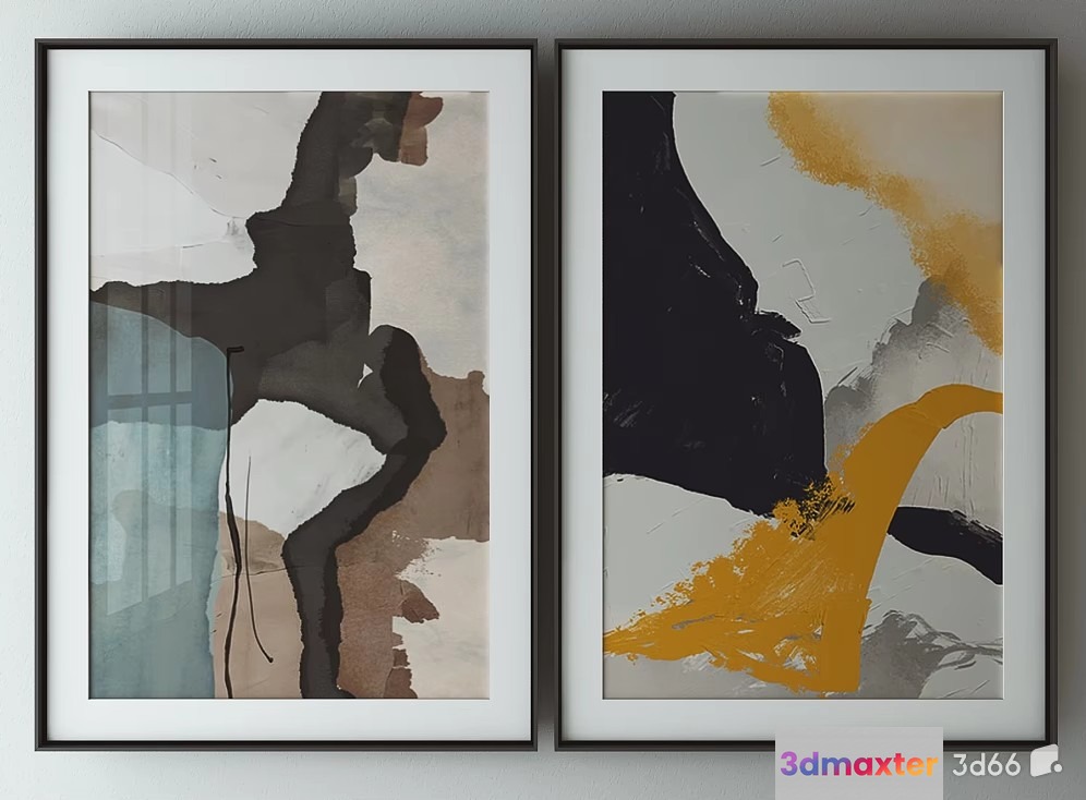 Abstract Art Prints In A Frame 3D Model - 21342 - VRAY Render