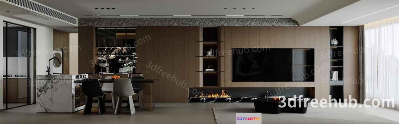 Modern Living Room 3D Model - 20112 - VRAY Render